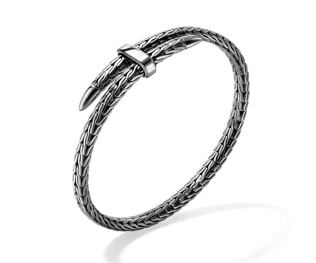 Spear Silver Flex Cuff with Black Rhodium